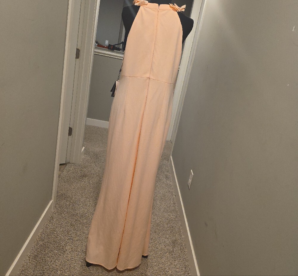 Adrianna Papell Blush Peach Kiss  Floral Halter Maxi Dress - Picture 13 of 13